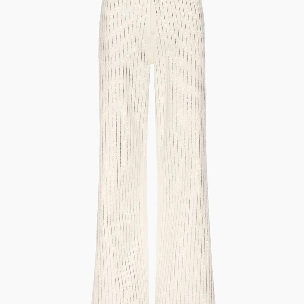 Good American White rhinestone Pinstripe Wide Leg Jeans - Picture 3 of 9